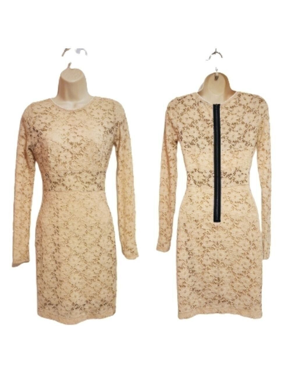 Mystic Beige Floral Lace Bodycon Mini Dress XS